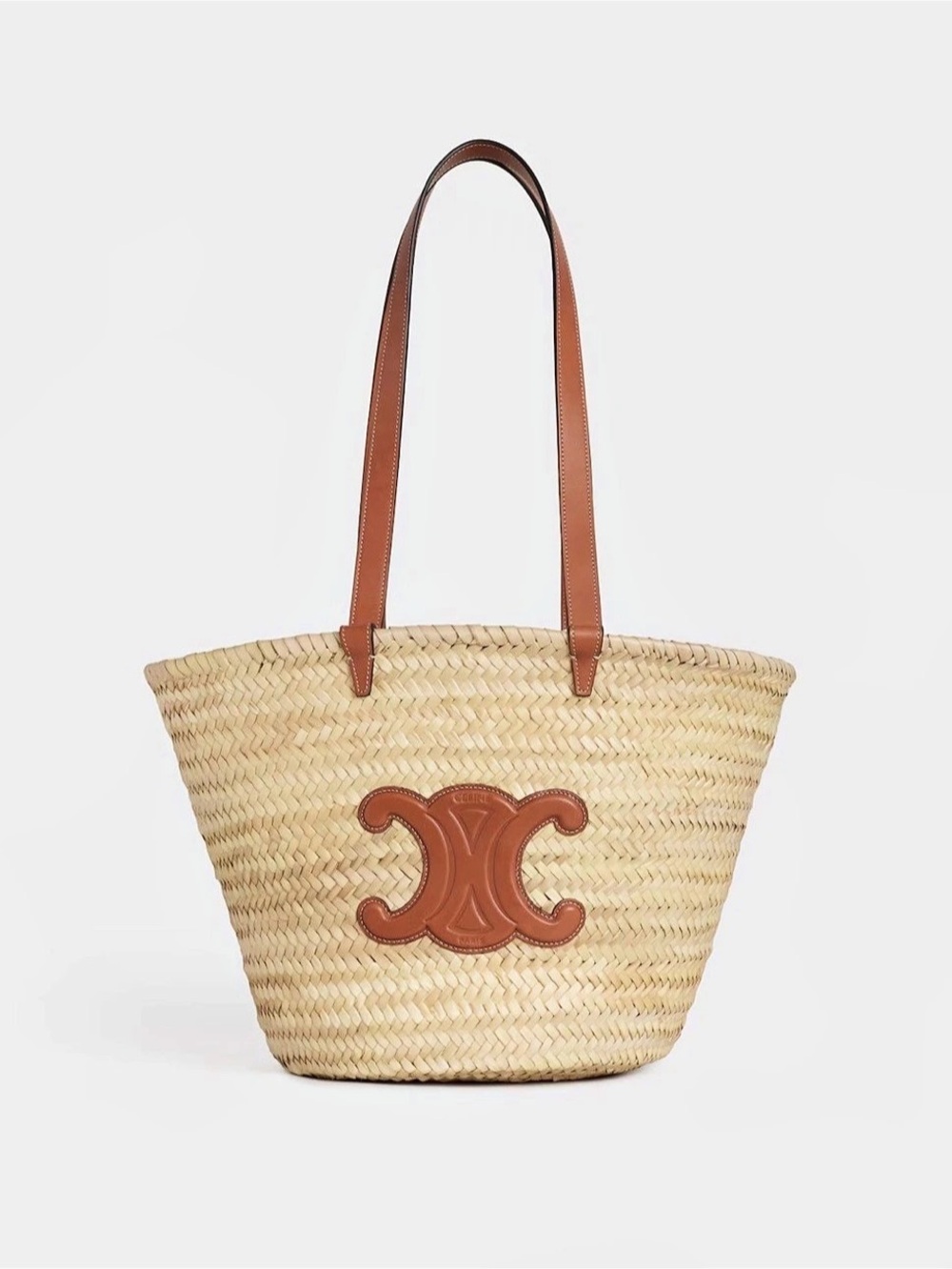 Celine Large Straw Classic Panier Triomphe Tote Beige & Brown